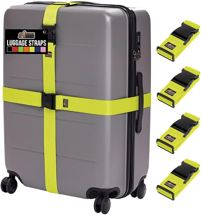 GORILLA GRIP Heavy Duty 4 Pack Adjustable Luggage Straps by GorillaGrip