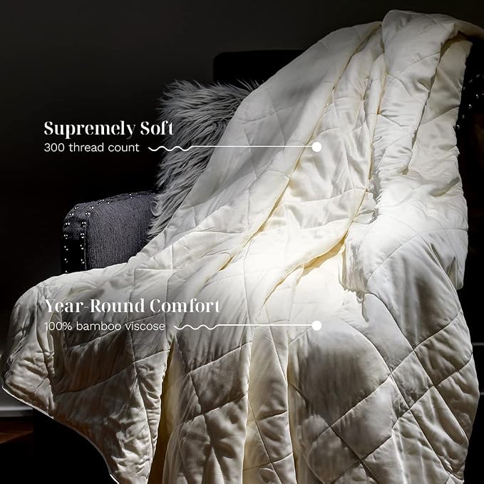 LUXOME Lightweight Blanket | 100% Rayon from Bamboo Fabric & Fill | King/Cal - Image 3
