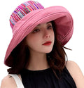 Women Wide Brim Sun Hats Metal Wired Edge Summer UV Protection Beach Fishing Hat by HUAMULAN