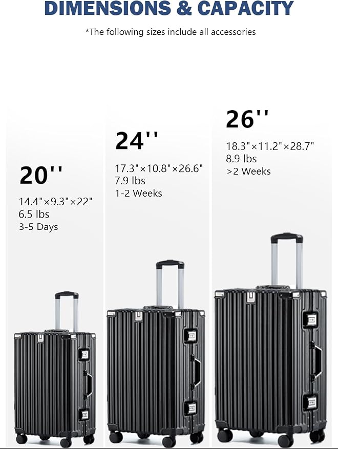 HotWay 20 Inch Aluminum Frame Carry On Luggage - Image 3