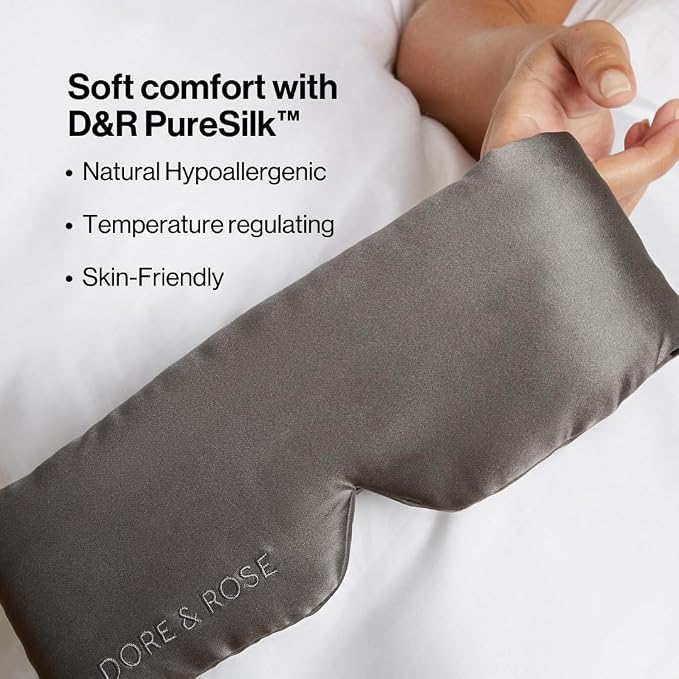 Dore & Rose Deep Sleep Mask Light Blocking, 23 Momme Mulberry Silk Eye Mask - Image 3