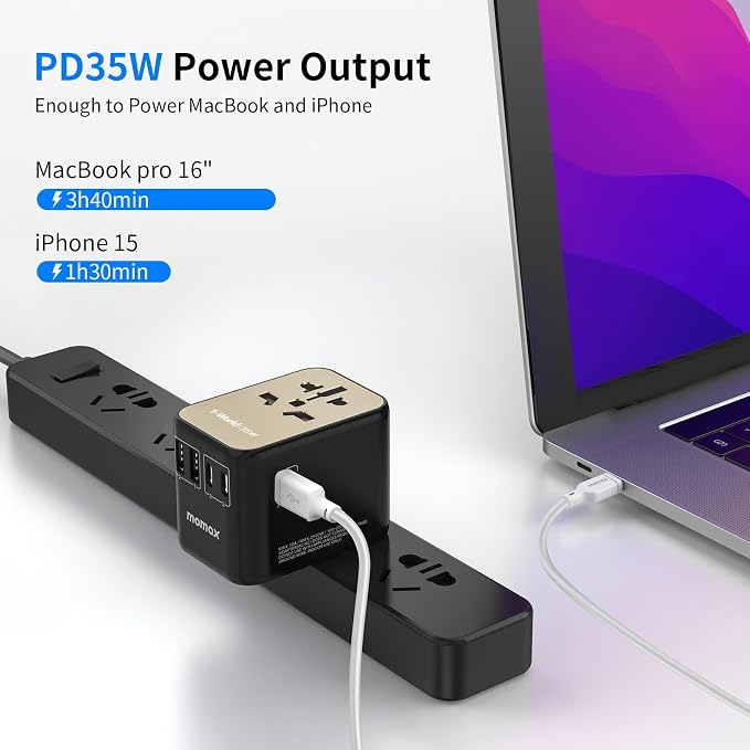 MOMAX Universal Travel Adapter, PD 35W Fast Charge International Power Adapter - Image 2