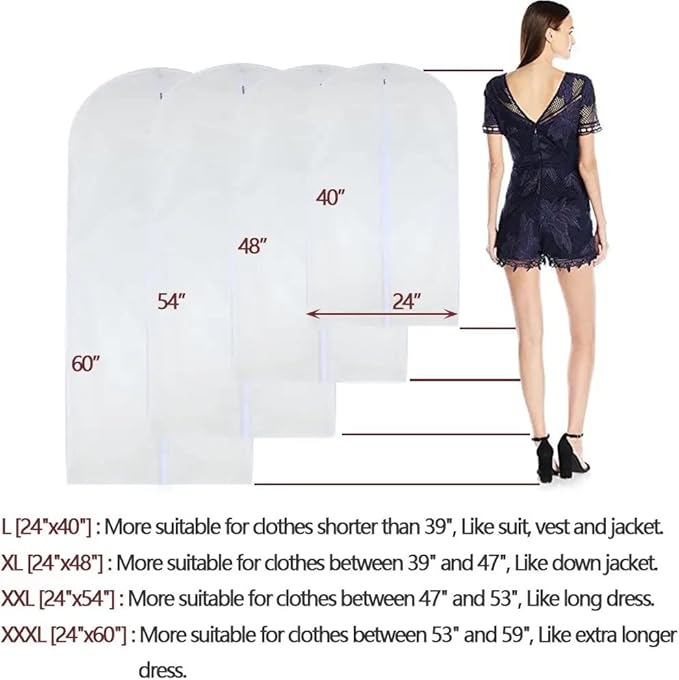 Dress Bags for Hanging Clothes Breathable Suit Bag Covers - Image 2