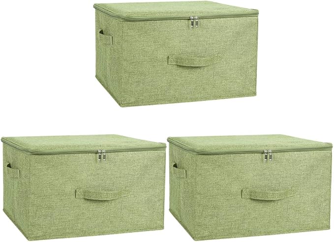 ANMINY 3PCS Storage Bins with Zipper Lids 36 Qt Lidded Fabric Storage Boxes by ANMINY