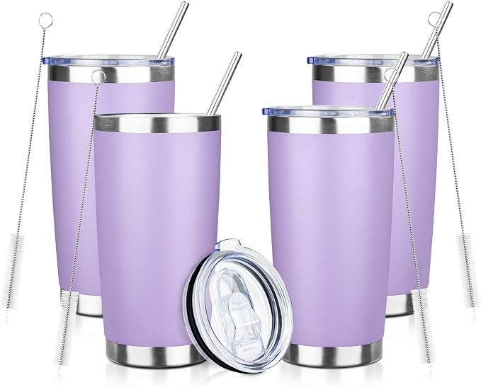 20oz Tumbler with Straw and Brush, Stainless Steel Vacuum Insulated tumbler by Unknown