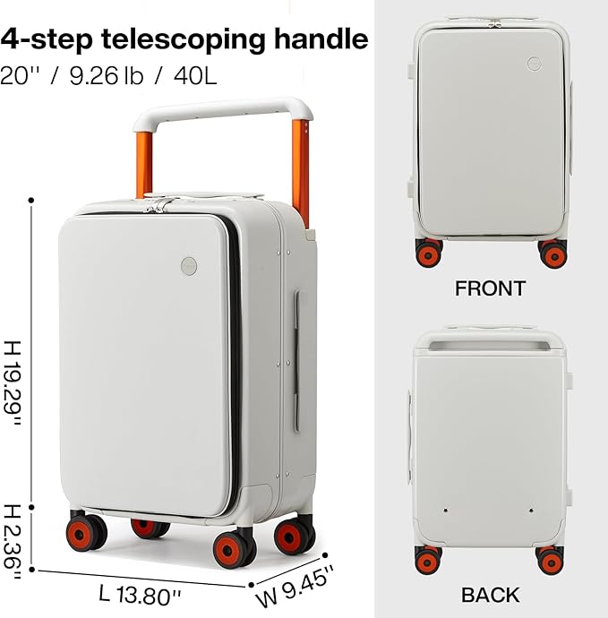 mixi Carry On Luggage Wide Handle Luxury Design Rolling Travel Suitcase PC - Image 3