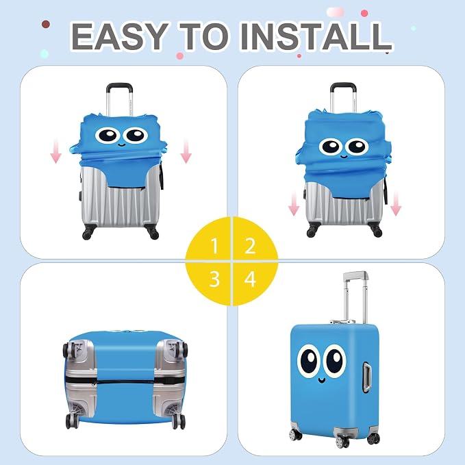 ANNA QUEEN Cute Smiley Face Luggage Cover, Stretchable, Washable Travel Cover - Image 6