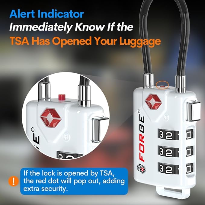 Forge TSA Approved Cable Luggage Locks, Re-settable Combination - Image 4