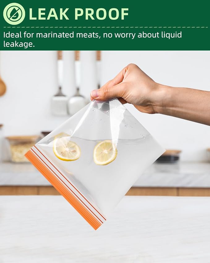 Lerine 12 Pack Reusable Gallon Freezer Bags Dishwasher Microwave Safe, Stand Up - Image 3