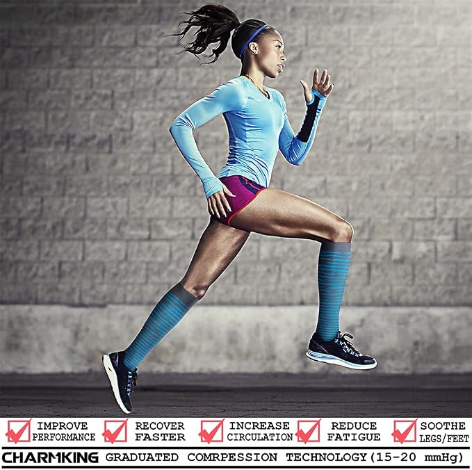 CHARMKING Compression Socks for Women & Men Circulation 15-20 mmHg is Best - Image 2