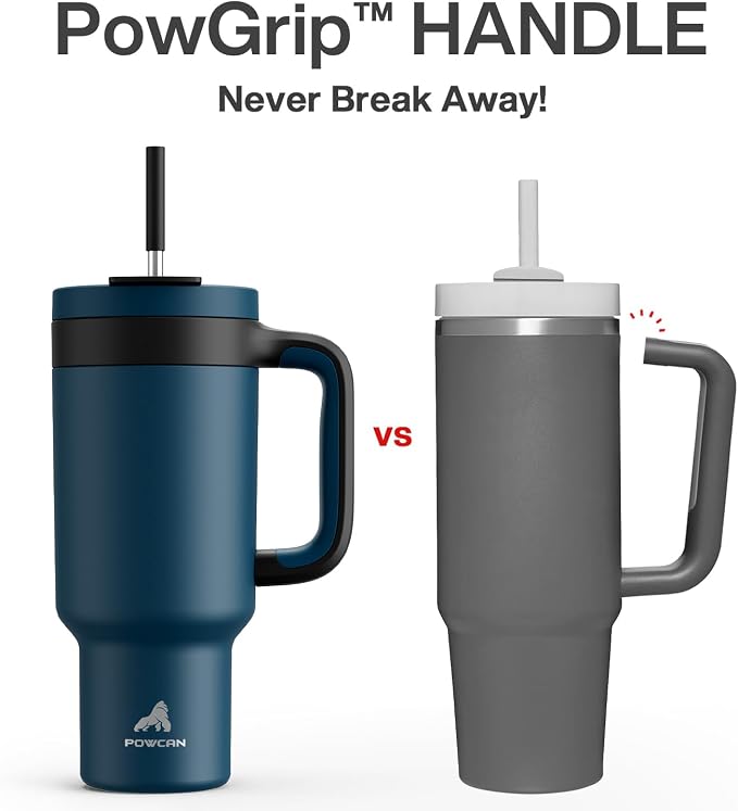POWCAN 40 oz Tumbler with Handle, 2-in-1 Straw and Sip Lid, Dishwasher Safe - Image 3