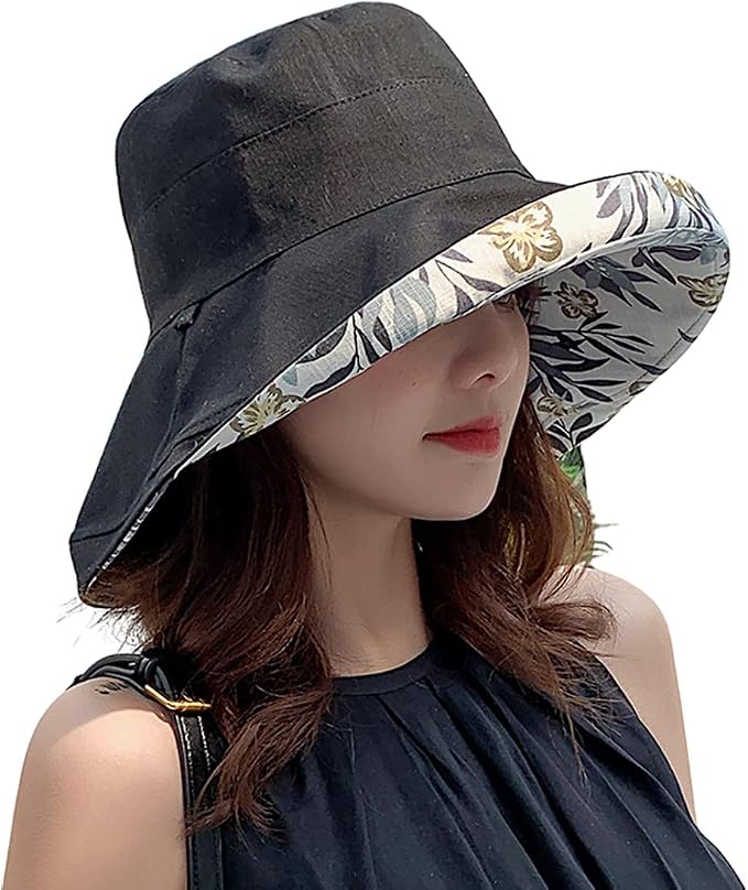 Women Wide Brim Sun Hats Metal Wired Edge Summer UV Protection Beach Fishing Hat by HUAMULAN