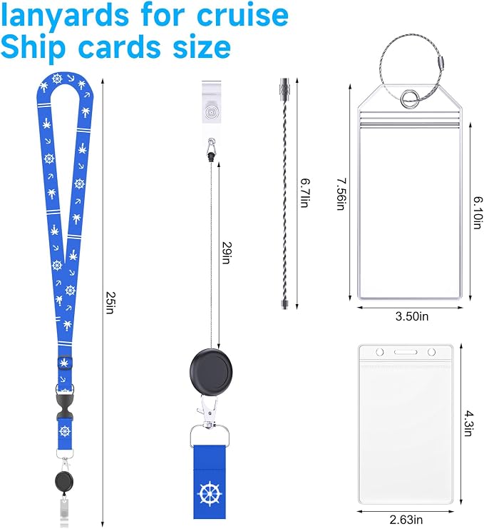 Cruise Ship Essentials, 8 Cruise Luggage Tag Holder, 4 Retractable Lanyards - Image 4