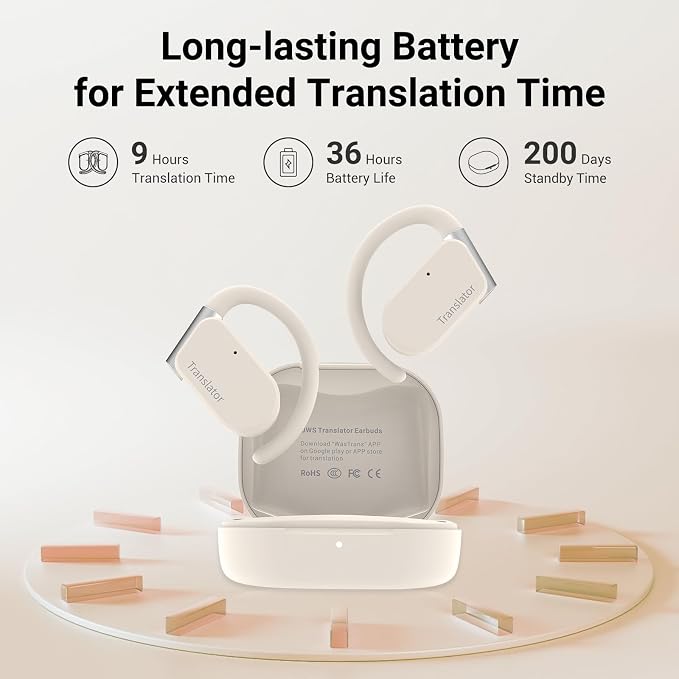 M9 AI Language Translator Earbuds Open-Ear Headphones Support 144 Languages & - Image 6