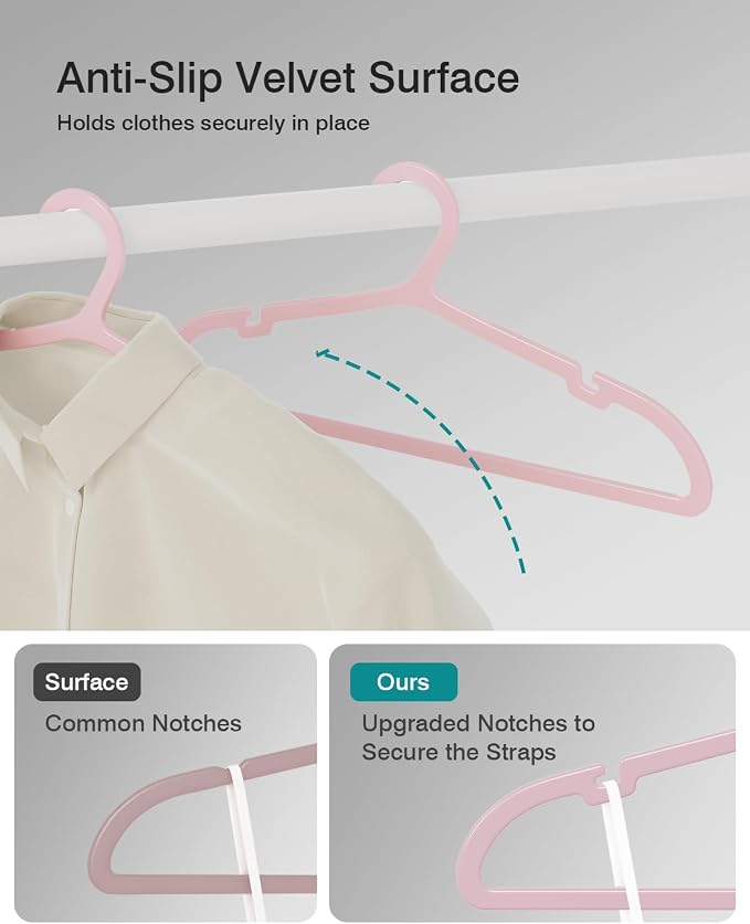 100 Pack Clothes Hangers, Non Slip Plastic Coat Hangers, Space Saving, Heavy - Image 6