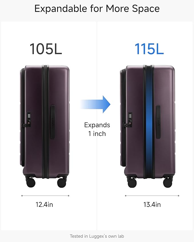 LUGGEX Checked Suitcase Top Opening, FLT Expandable Polycarbonate Hard Shell - Image 5