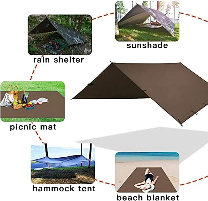 KALINCO Camping Tarp Waterproof, 10X12FT Hammock Rain Fly Tarp Tent, - Image 6