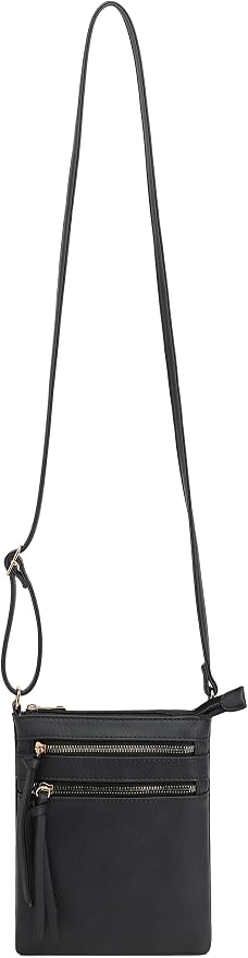 DELUXITY Crossbody Purse Bag Shoulder Bag Multi Pocket Zipper Purse | Black - Image 5