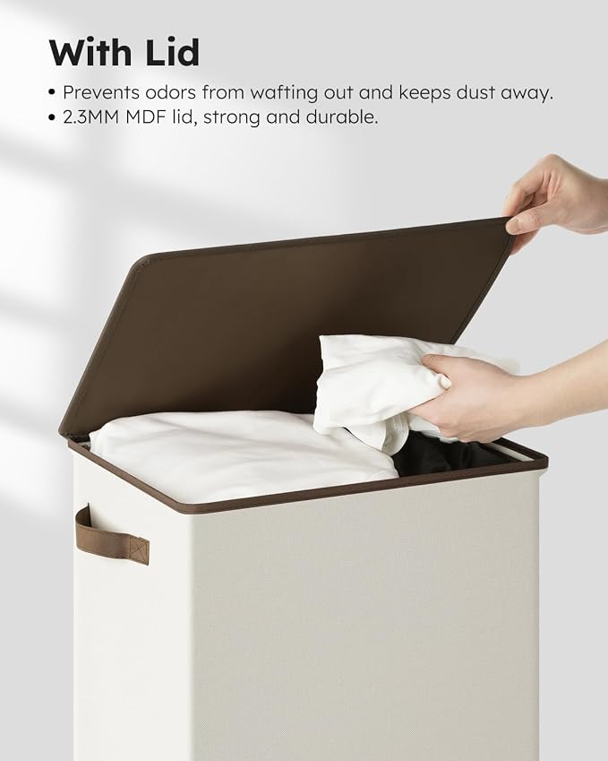 SOLEDI Laundry Hamper with Lid 100L Large & Tall Collapsible Laundry Basket - Image 7
