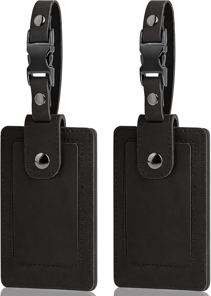 Premium Genuine Leather Luggage Tags by TESKYER