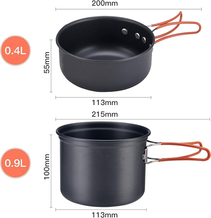 Bulin 24/13/11/8/4 PCS Camping Cookware Mess Kit Lightweight Backpacking - Image 5
