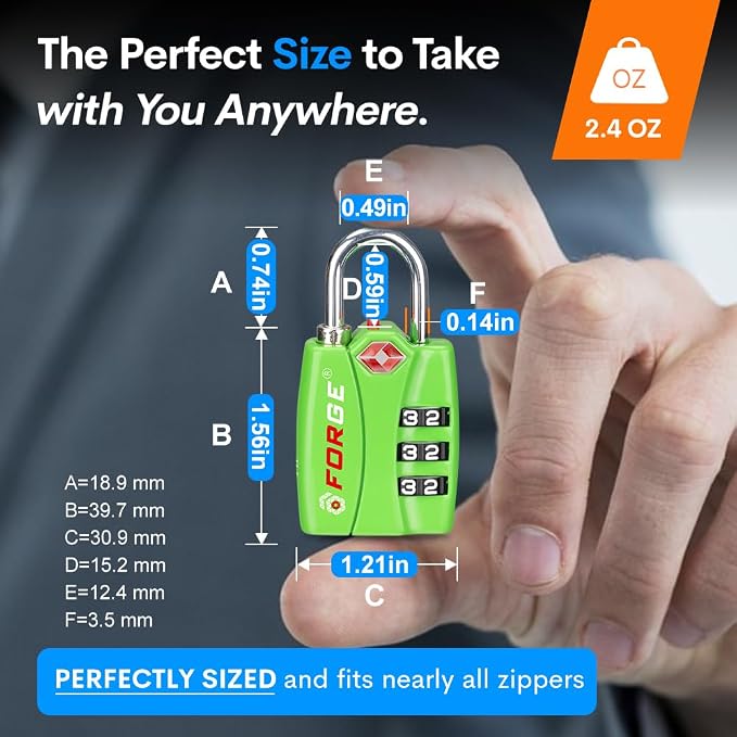 Forge Luggage Locks TSA Approved 4 Pack 4 Colors, Small Combination Lock - Image 4