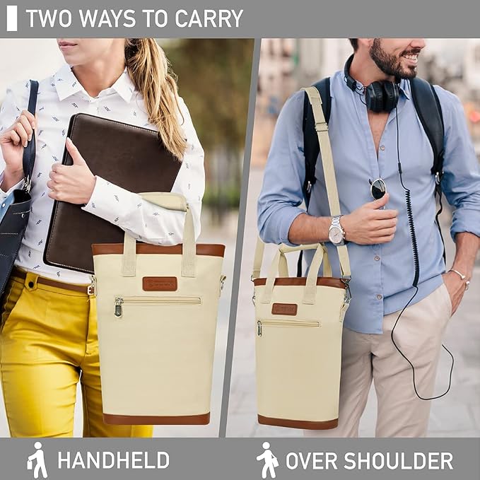 opux Two Bottle Wine Bag Carrier Tote, Insulated Leakproof 2 Bottle Wine Cooler - Image 7