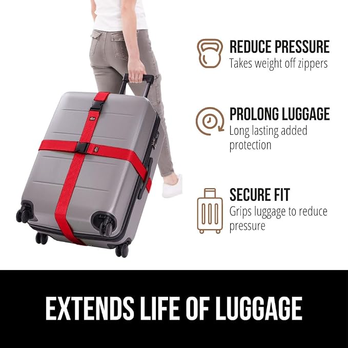 GORILLA GRIP Heavy Duty 8 Pack Adjustable Luggage Straps - Image 5