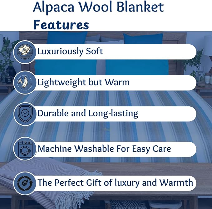 Alpaca Wool Throw Blanket | Super Soft, Lightweight, Breathable and - Image 8