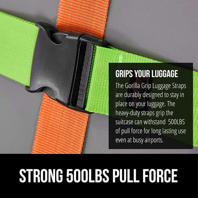 GORILLA GRIP Heavy Duty 8 Pack Adjustable Luggage Straps - Image 3