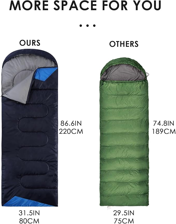 Sleeping Bags for Adults Backpacking Lightweight Waterproof- Cold Weather - Image 3