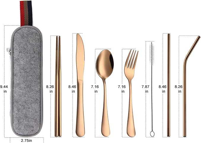 DEVICO Portable Utensils, Travel Camping Cutlery Set, 8-Piece including Knife - Image 2