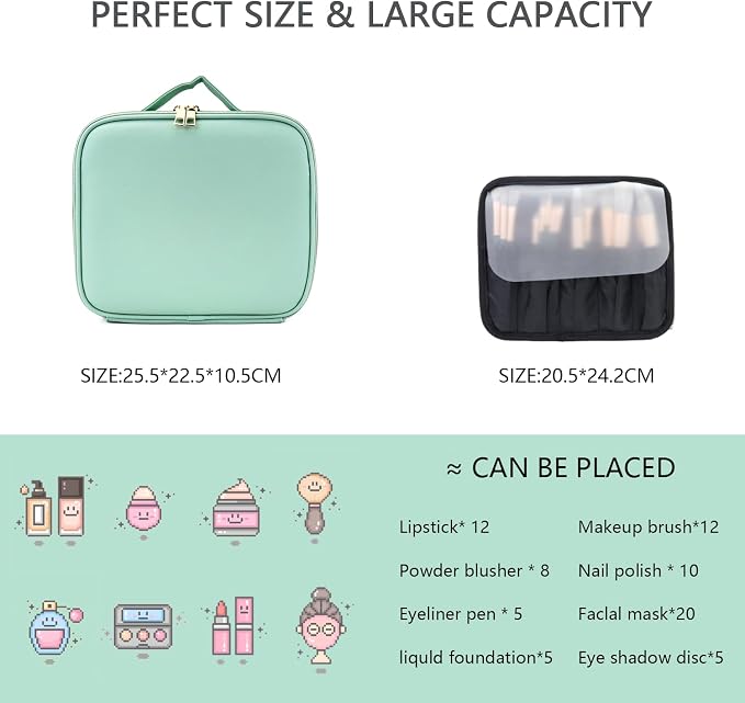 Makeup Bag with Led Mirror, Travel Makeup Organizer with 3 Color Setting - Image 2