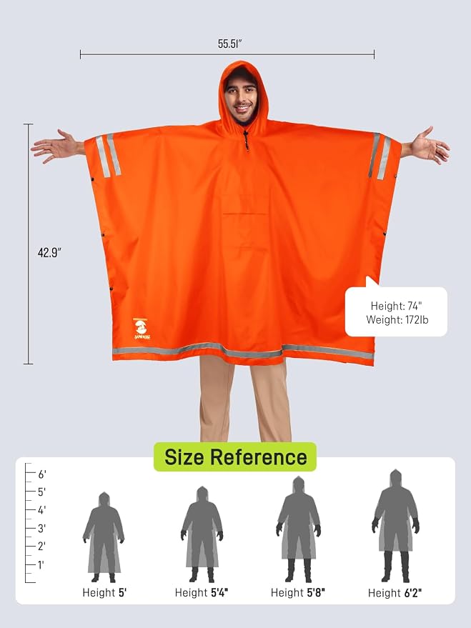 SaphiRose Hooded Rain Poncho Waterproof Raincoat Jacket - Image 2