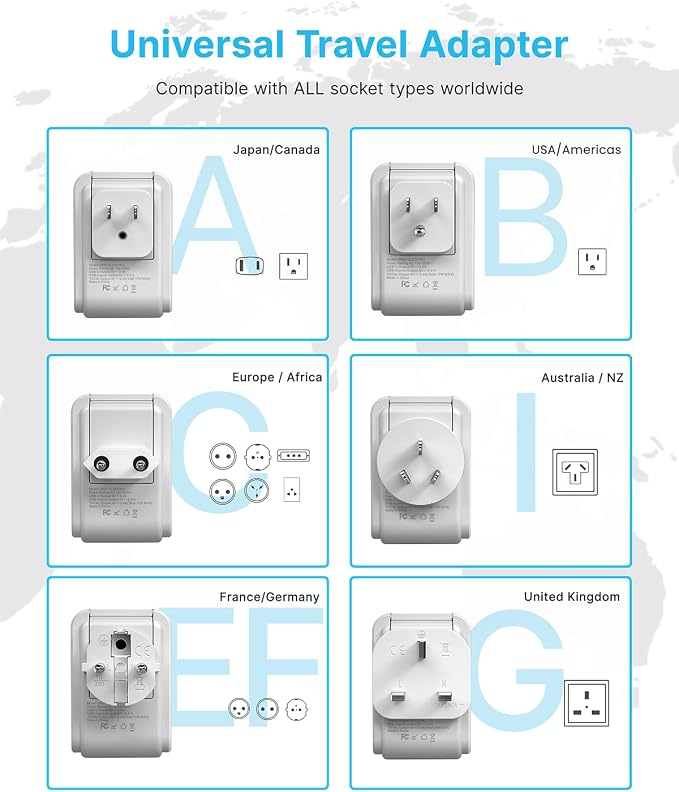 VINTAR Universal Travel Adapter Kit, International Power Adapter - Image 2