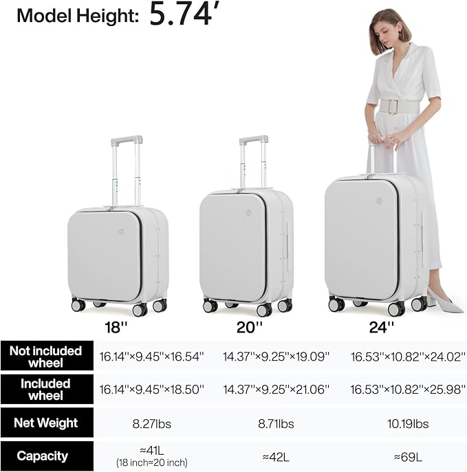 mixi Carry On Luggage, Travel Rolling Luggage Aluminum Frame PC Hardside - Image 6