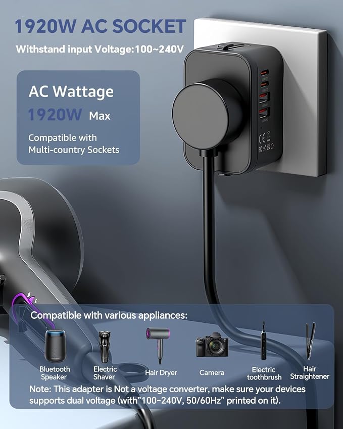 Universal Travel Adapter with 2 PD20W USB-C & 2 QC18W USB-A Ports, Fast - Image 7