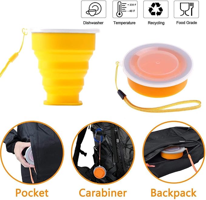 Silicone Collapsible Travel Water Cup, Expandable Drinking Cup Set, Reusable Mug - Image 5