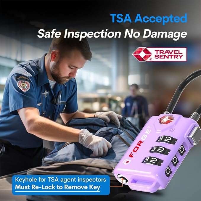 Forge TSA Approved Luggage Locks, Re-settable Combination - Image 2