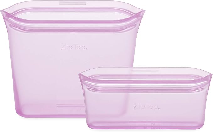Zip Top Reusable Food Storage Bags | 2 Bag Set | Silicone Meal Prep Container | - Image 2