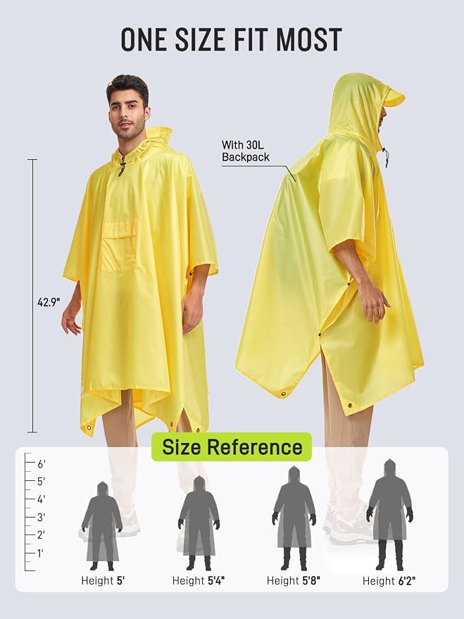 SaphiRose Extra Thick Hooded Rain Poncho Double Layer Waterproof Raincoat Jacket - Image 3