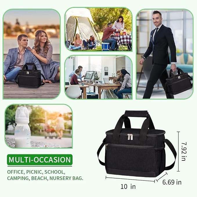 iknoe Large Foldable Cooler Bag, 8.5L Insulated Lunch Bag, Leakproof Lunch - Image 4