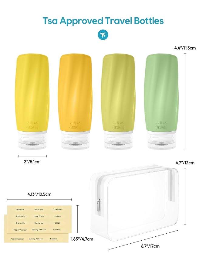 Morfone Travel Bottles for Toiletries, 3oz Tsa Approved Travel Size Containers - Image 6