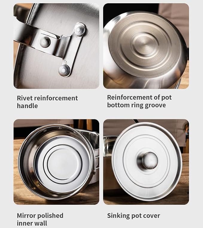 304 Stainless Steel Camping Cookware Set, Pots and Pans - Image 9