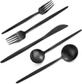 Matte Black Silverware Set, VANVRO 40-Piece Stainless Steel Flatware Set by VANVRO