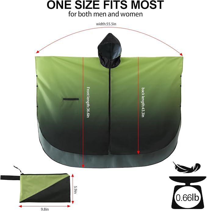 Rain Poncho Jacket Coat Hooded Zipper Style - Image 2