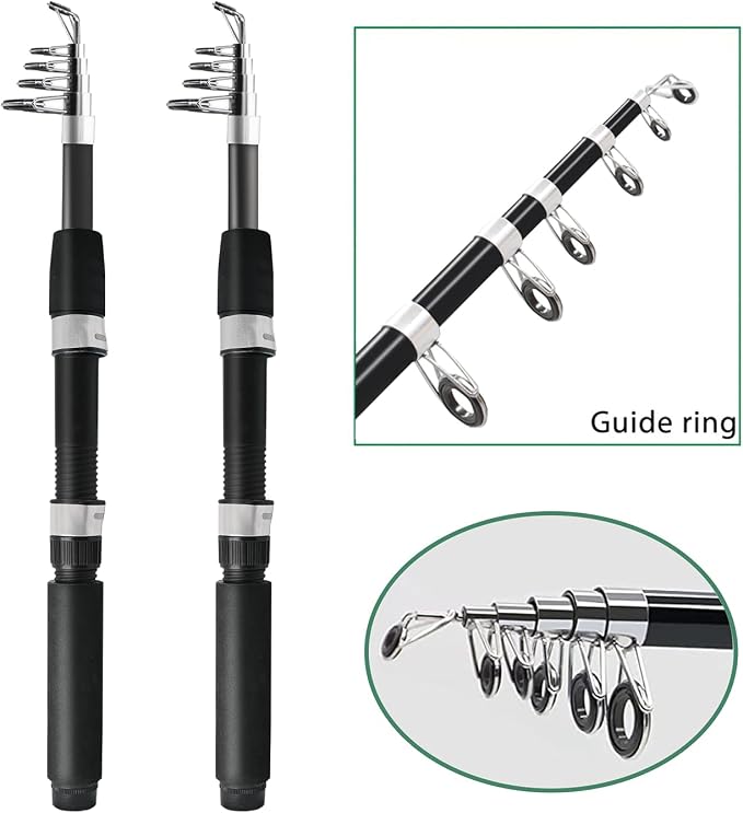 Fishing Pole Combo, 6.9ft 2Pcs Telescopic Rods Set, Collapsible Carbon Fiber - Image 2
