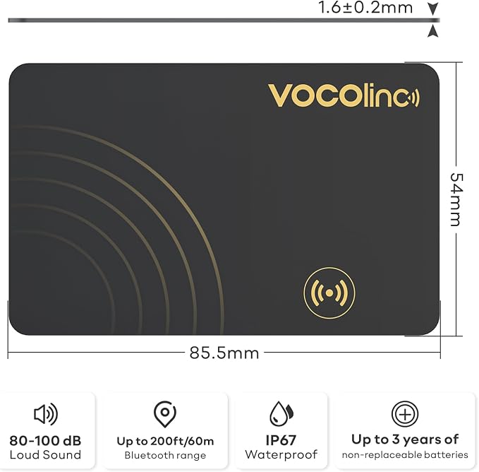 VOCOlinc Air Tag Card Wallet Tracker 1.6mm 2 Pack, Smart Item Finder Work - Image 7