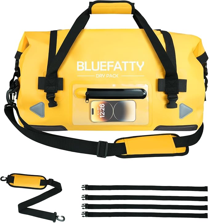 Large Waterproof Duffel Bag Roll-top Heavy Duty Dry Duffle Bags by BLUEFATTY