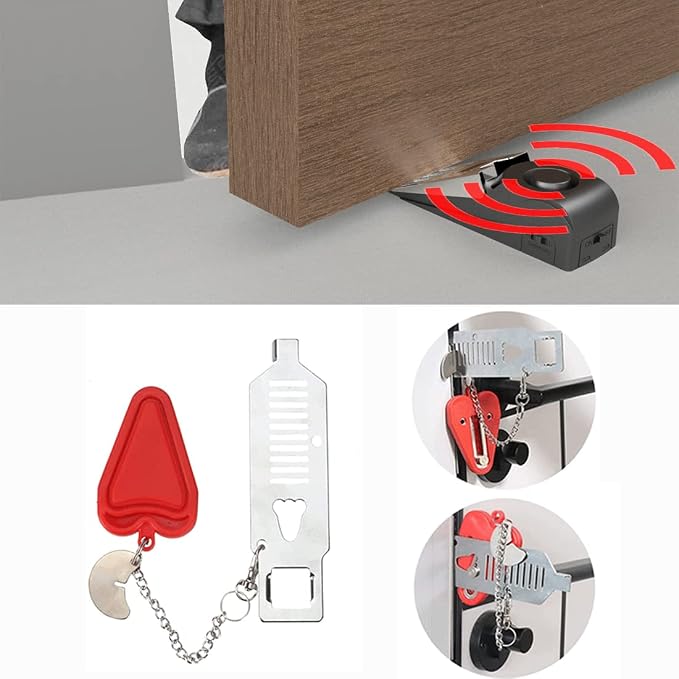 3 Packs Portable Door Stop Alarm & Door Lock, Upgraded Home Security Door - Image 3